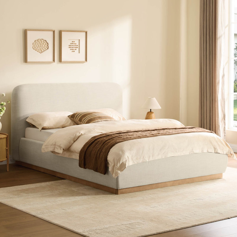 Lit tapissier, Très grand lit, Beige