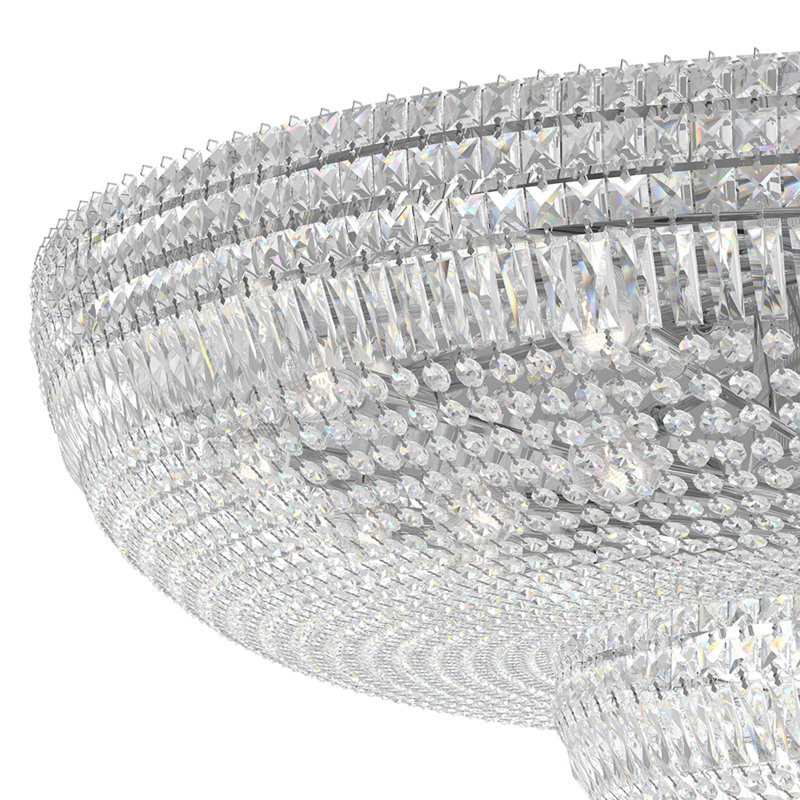 Petit Crystal Deluxe 36 Light 48in x 21in Flush Mount in Polished Gold with Clear Optic Crystals, Clear Optic, Silver