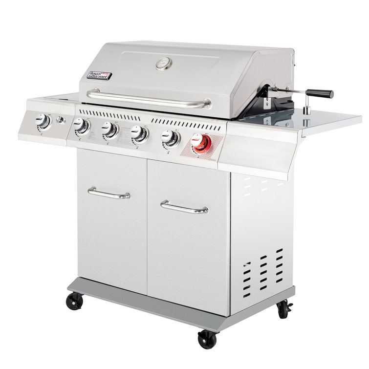 Royal Gourmet 5 - Burner Free Standing 64000 BTU Gas Grill with Rotisserie Kit and Side Burner