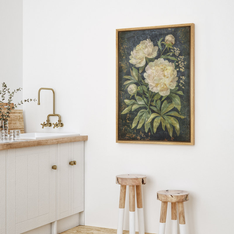 «Classic Peony Flowers Modern Modern Rustic encadré chambre décorations murales», Naturel, H 24 po x l 16 po