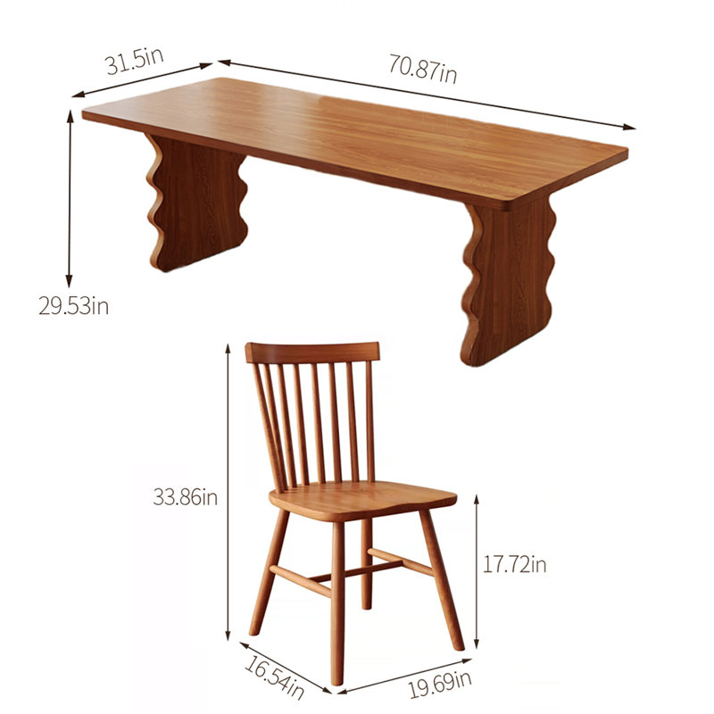 Rectangular Dining Set, 29.53"H x 70.87"L x 31.5"W