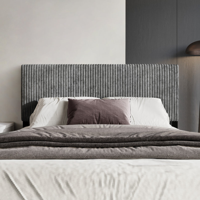 Tête de lit simple tapissier Romney, Gris, Lit simple