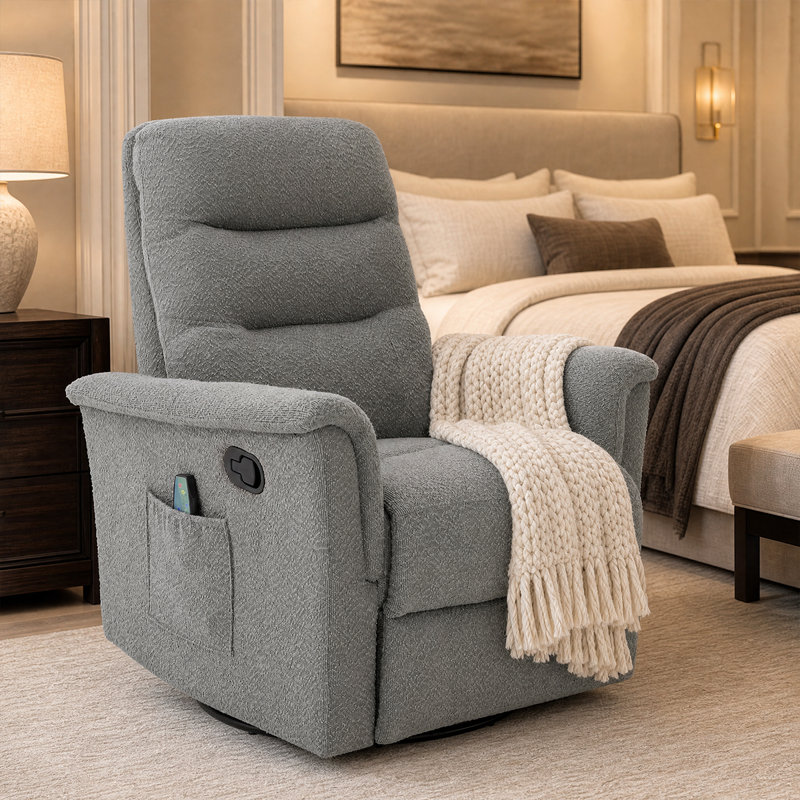 Fauteuil de massage manuel inclinable avec nœuds vibrants à 8 points - avec pivot de 270 °, rangement latéral à poches, pour le salon ou la chambre de bébé