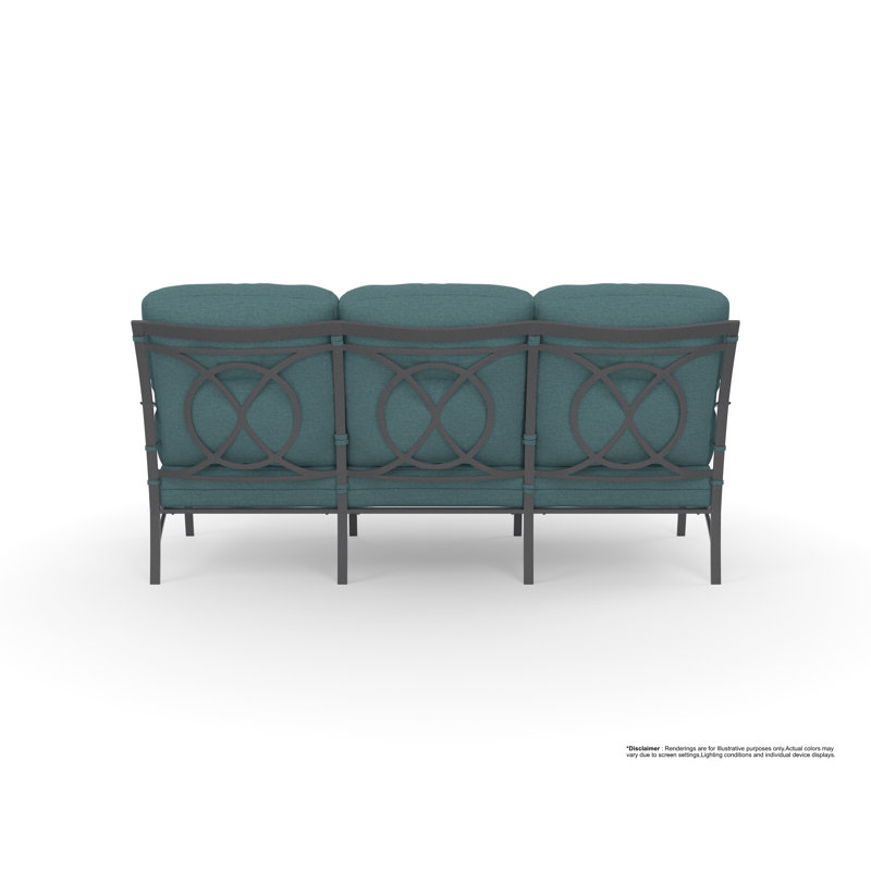 Pasadera Outdoor 3 - Seat Patio Sofa, Graphite, Cast Lagoon