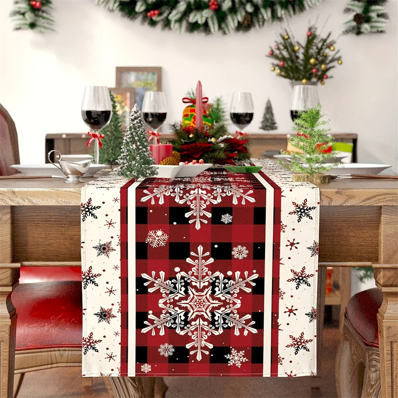 Christmas Plaid Table Runner, 72" L x 13" W