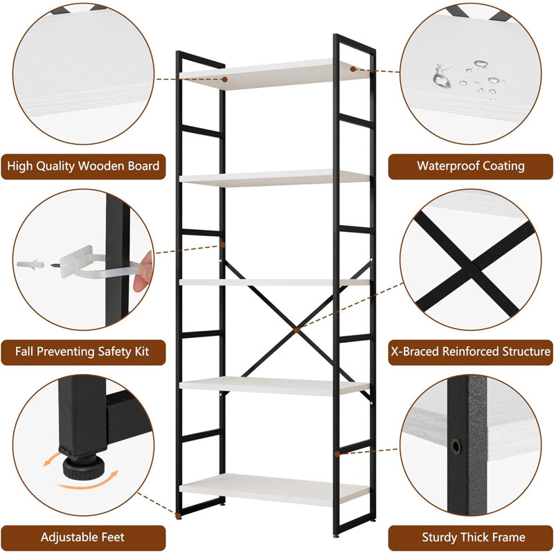 Jerrail 47.2'' W Metal Storage Rack, White/Black