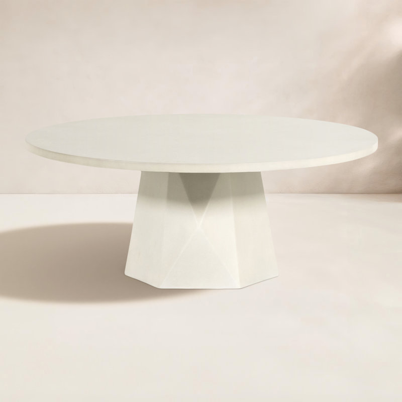Clemmie Concrete Coffee Table, White