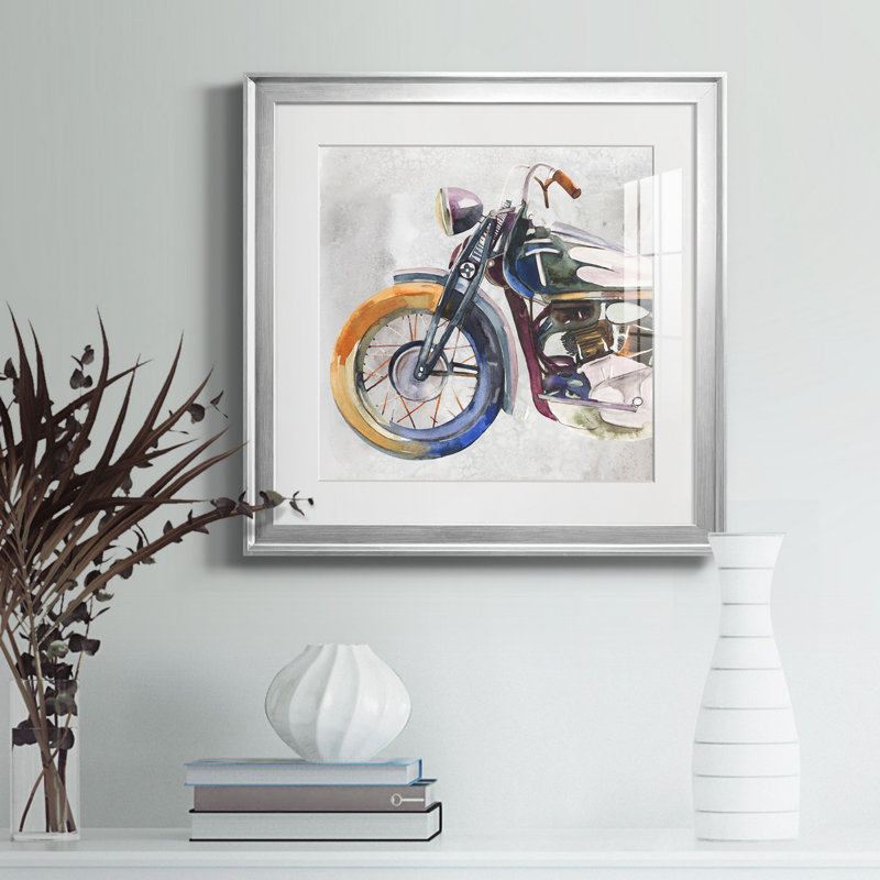 Maarti Moto I - impression, H 22,5 po x l 22,5 po x P 1,5 po, Papier avec cadre argenté, Blanc