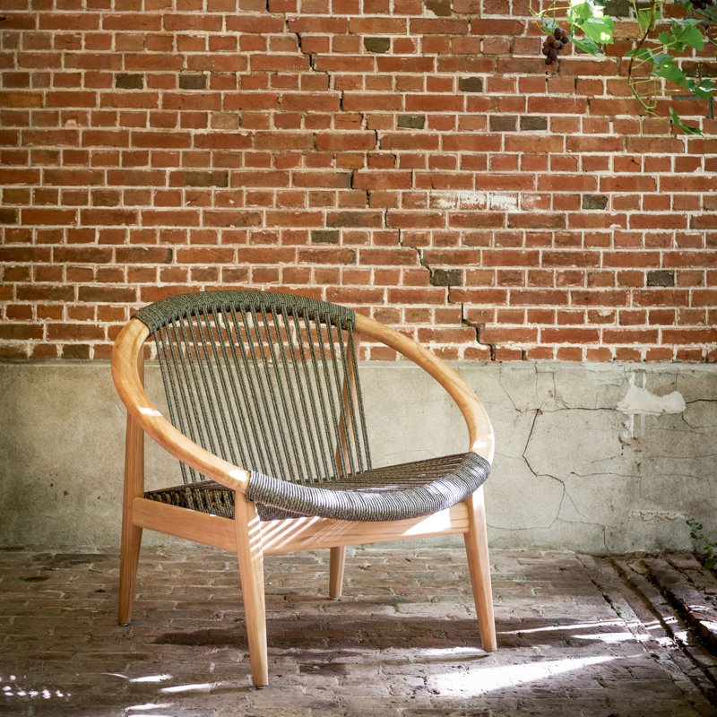 Frida Outdoor Lounge Chair, Black/Oak