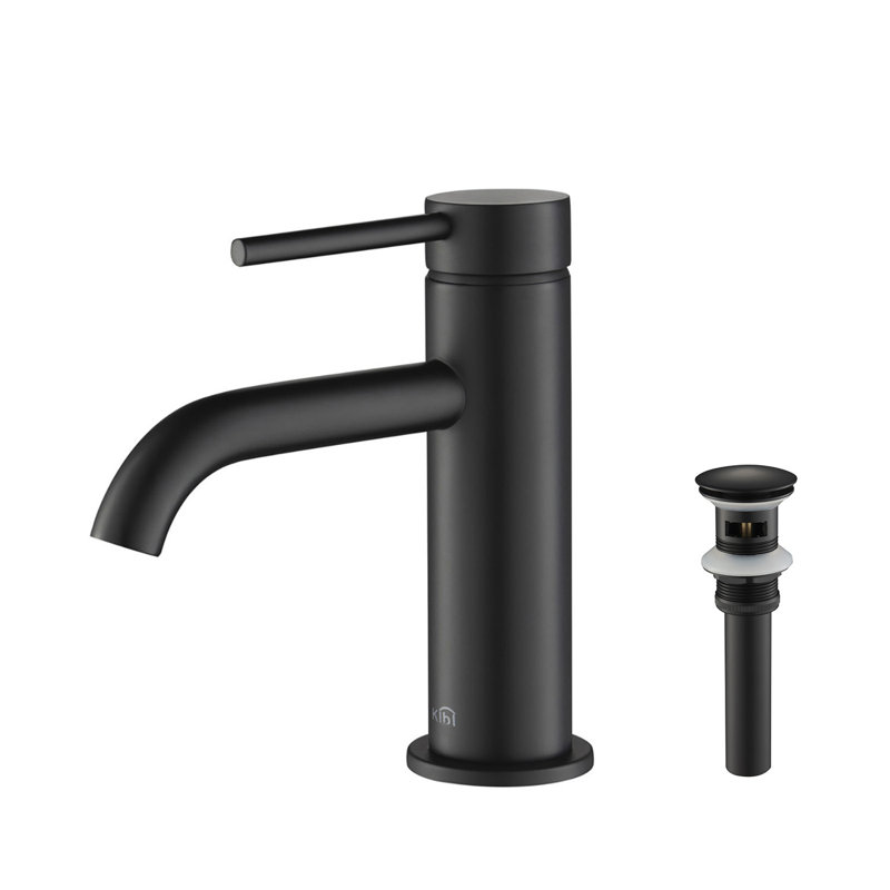 Circular Single-handle Bathroom Faucet, Matte Black, Drain Assembly Included
