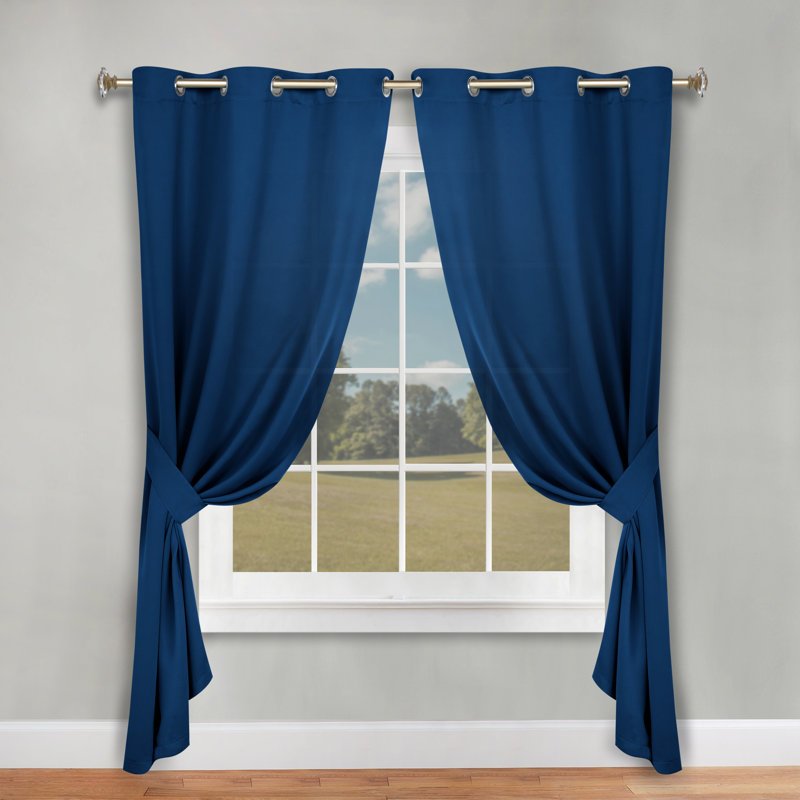 Paire de rideaux obscurcissant avec œillets Millendon, Marine, L 42 po x L 96 po