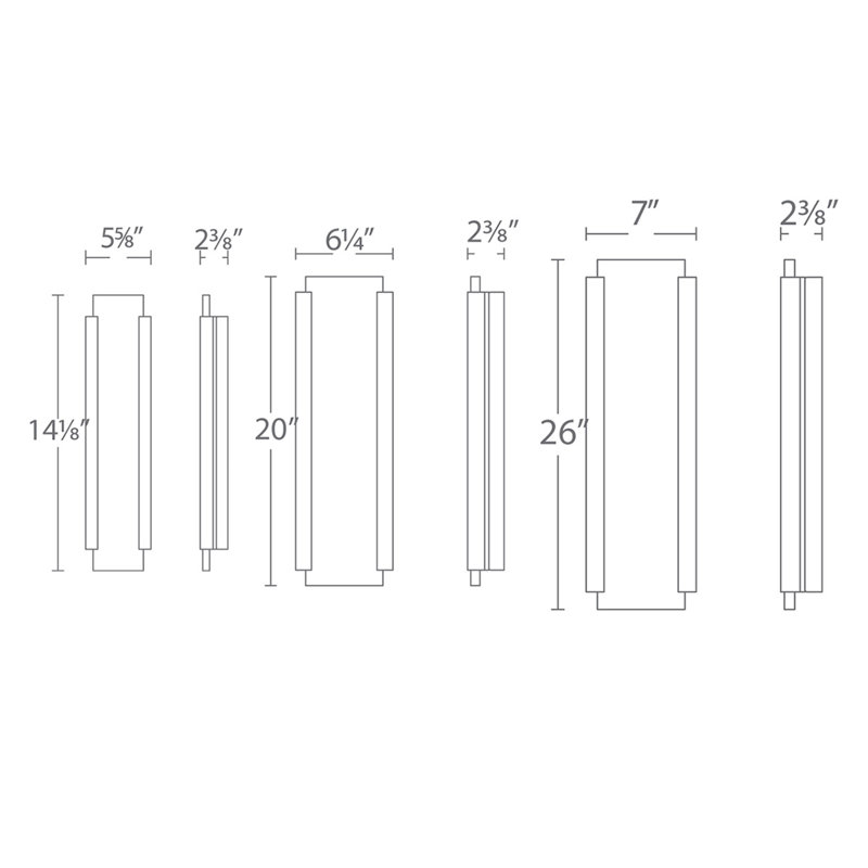 Fiction LED Outdoor Sconce, 20" H x 2.38" W x 6.25" D