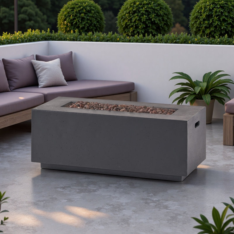 Winter And Spring Must-Have Items/long-Lasting And Durable 40" Outdoor 40,000 BTU Rectangular Concrete Propane Fire Pit (Tank Cover not Included)