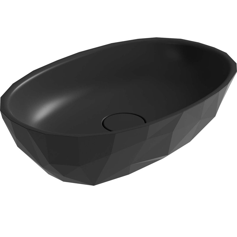 Arte 22" x 15" Ceramic Oval Vessel Sink, Matte Black, Matte Black