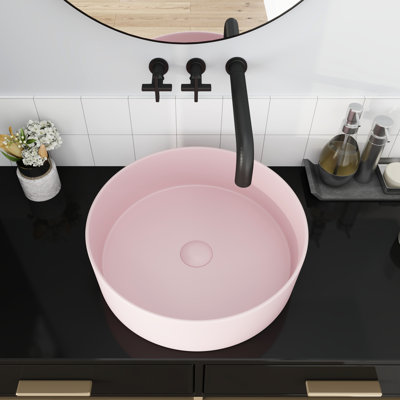 Lavabo vasque de salle de bain en céramique - céramique rose, art 15,7 x 15,7 x 4,7 po, sans effort pour garder propre et belle apparence pour l 15,7 po x P 4,7 po, facile à rafraîchir