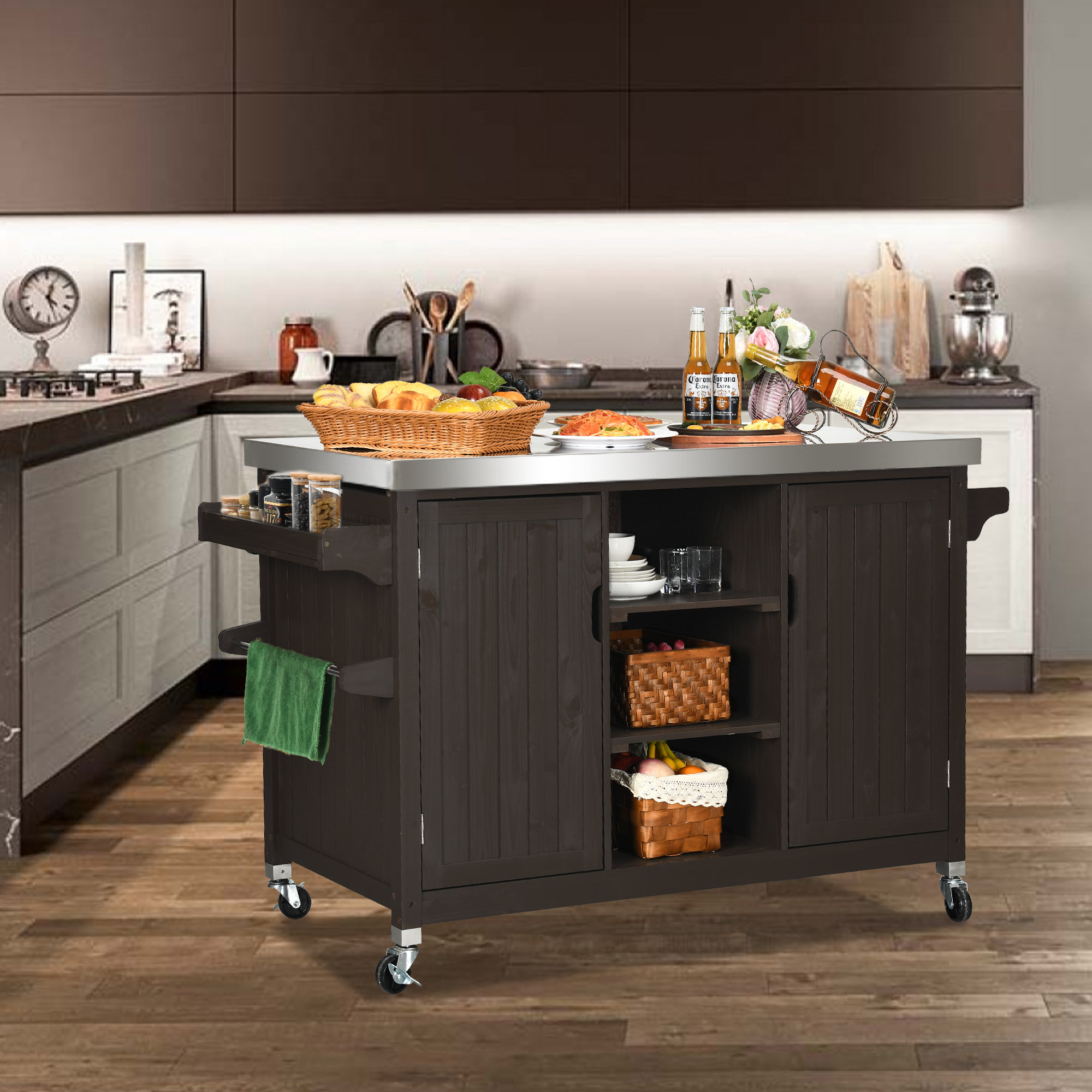 Wade Logan Byrin Solid Wood Bar Cart, Brown & Reviews Wayfair Canada