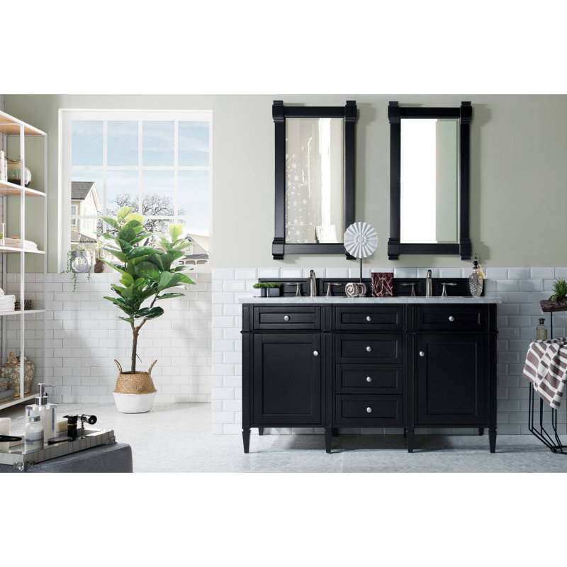 Brittany 60'' W Double Bathroom Vanity Base, Saddle Brown