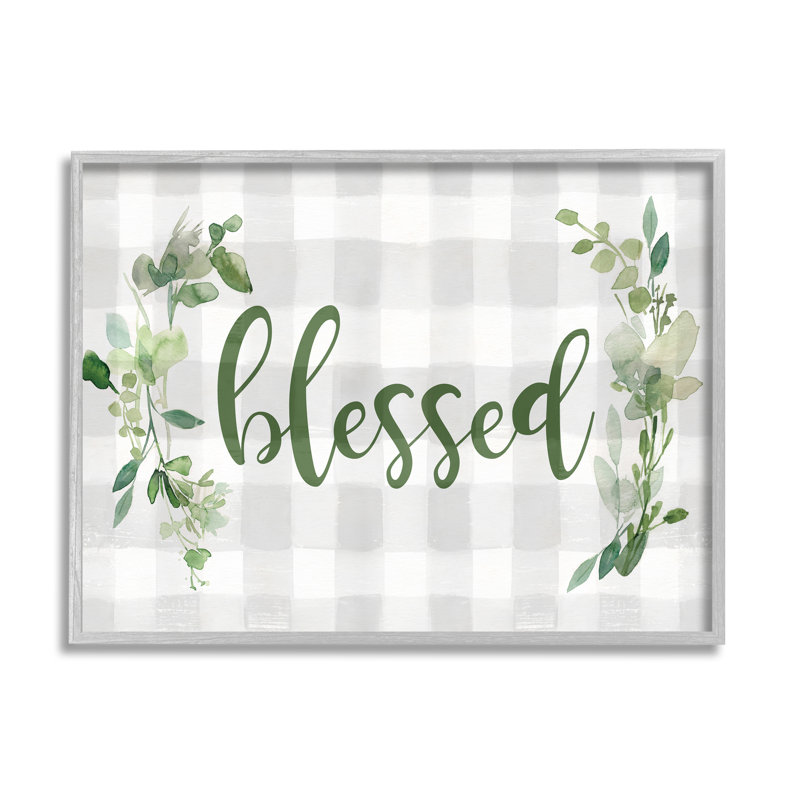 " Blessed Religious Phrase Geometric Herbal Tablecloth Pattern " by Carol Robinson, 14" H x 14" W x 1.5" D