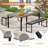 Outdoor Patio Dining Set with Rectangular Dining Table and Faux Wood Benches-656958070