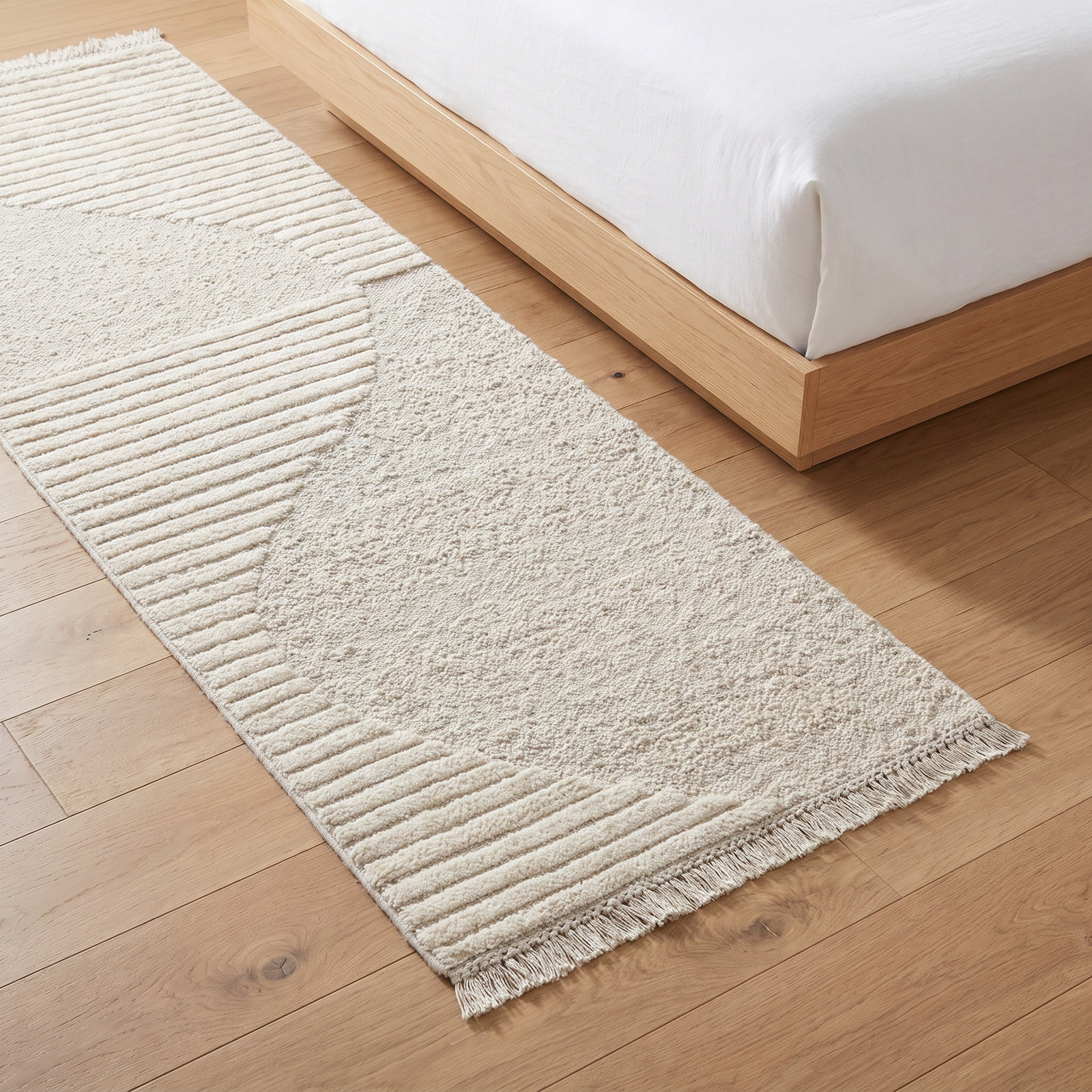 Alar Ivory Hand-Woven Wool Rug, Runner 2'6" x 8'