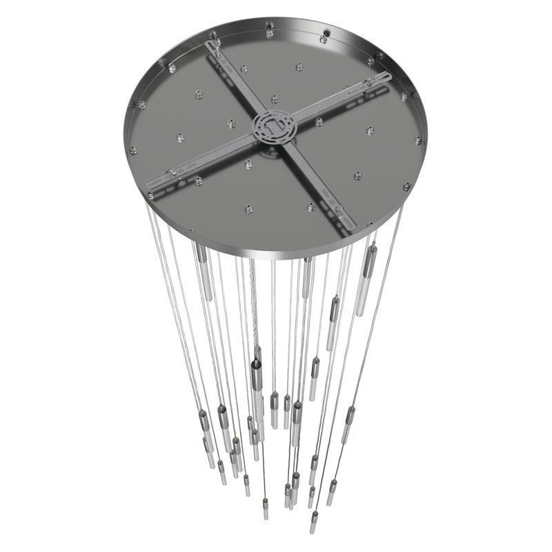 Luminaire suspendu grappe à 31 lumières Boa, Nickel poli