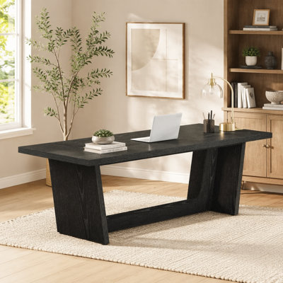 70.8-Inch Executive Desk, Wood Study Computer Desk Writing Table