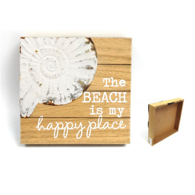 Décoration murale en bois et en métal the beach is my happy place