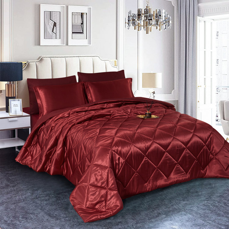 Ensemble d'édredon en microfibre, Bourgogne, Grand édredon et 8 pièces supplémentaires