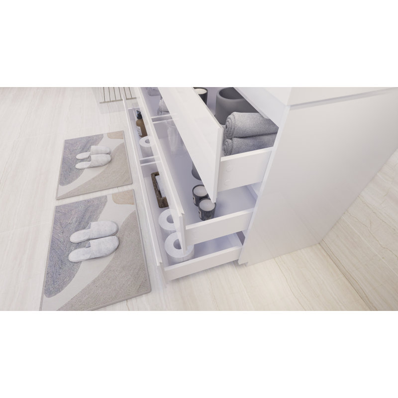 Ensemble de meuble-lavabo double 60 po Ferrante, Blanc ultrabrillant