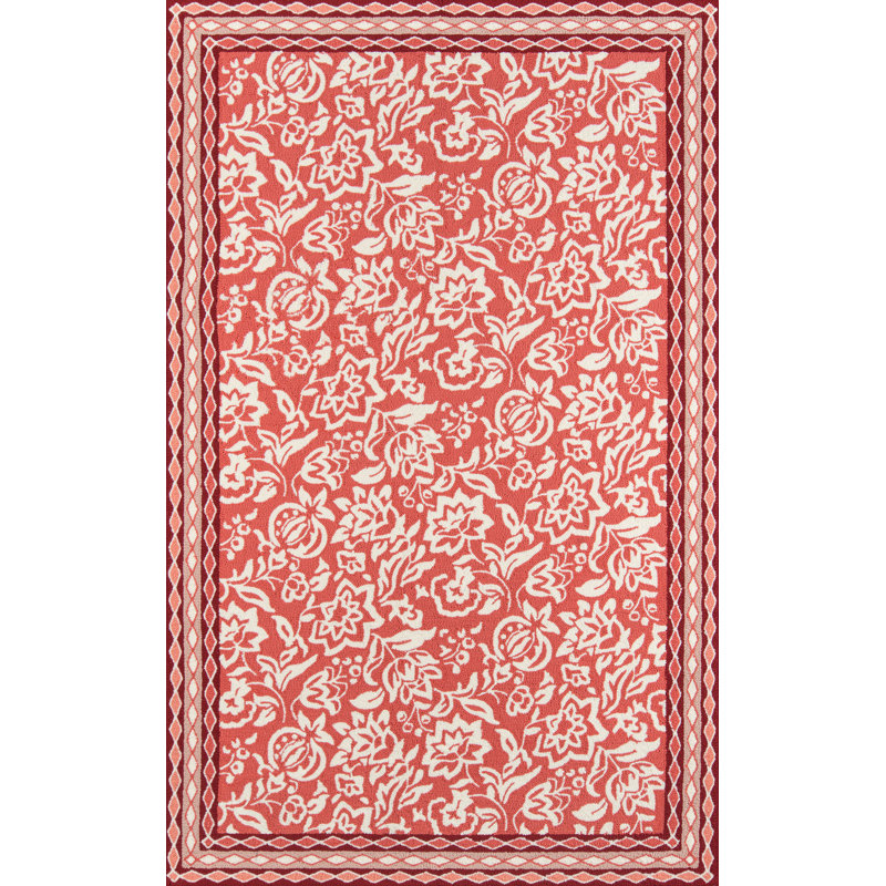 Tapis d'intérieur / extérieur en polypropylène crocheté à la main Ridglea, Rectangle 2 pi x 3 pi