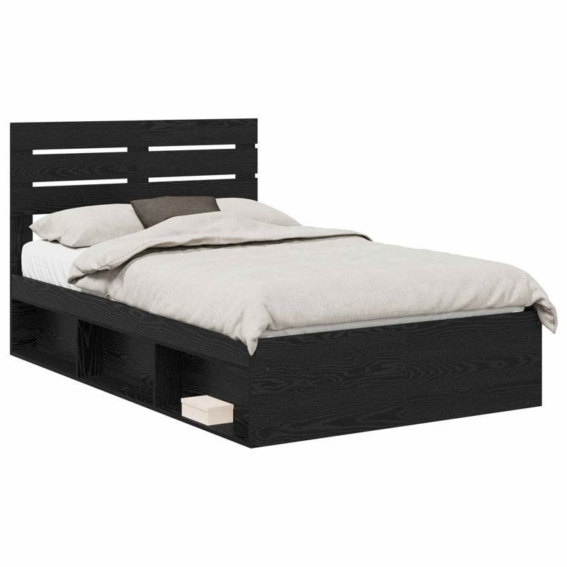 Solid Wood Bed, Black, Small Double (4')