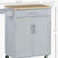 Îlot de cuisine avec chariot, tiroir, armoire de rangement et porte-serviettes, gris-318591164