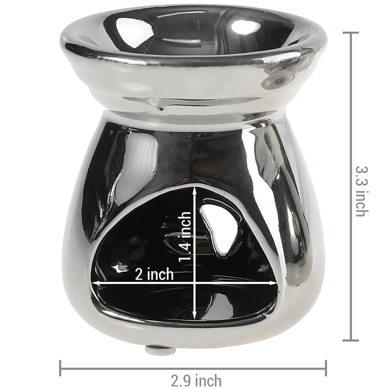 2 Piece Ceramic Tabletop Votive Holder Set, Silver