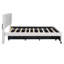 Lit plateforme double tapissier pleine grandeur avec tête de lit à motif brique et lit gigogne simple, tissu en lin-413494116