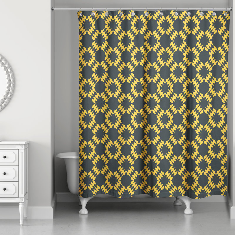 Rideau de douche simple Thorin, Jaune / Noir