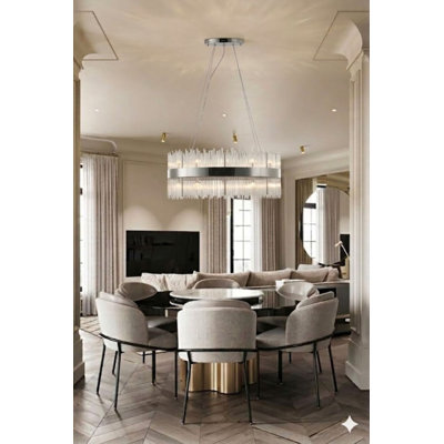 Transitional 24 Light  LED CHrome Round Chandelier