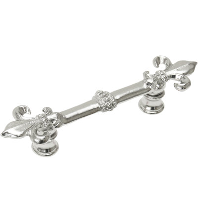 Charlemagne 4 inches c.c. pull with large Fleur De Lysin Satin