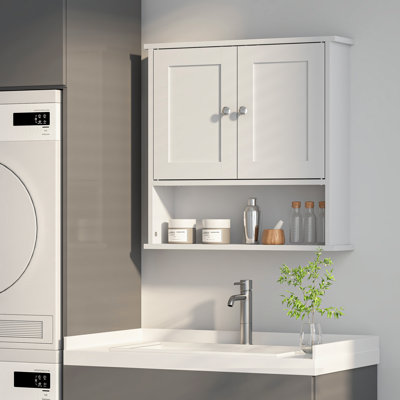 22*23in Double-Door Wooden Vintage Bathroom Cabinet Wall Mounted, White Bathroom Wall Cabinets