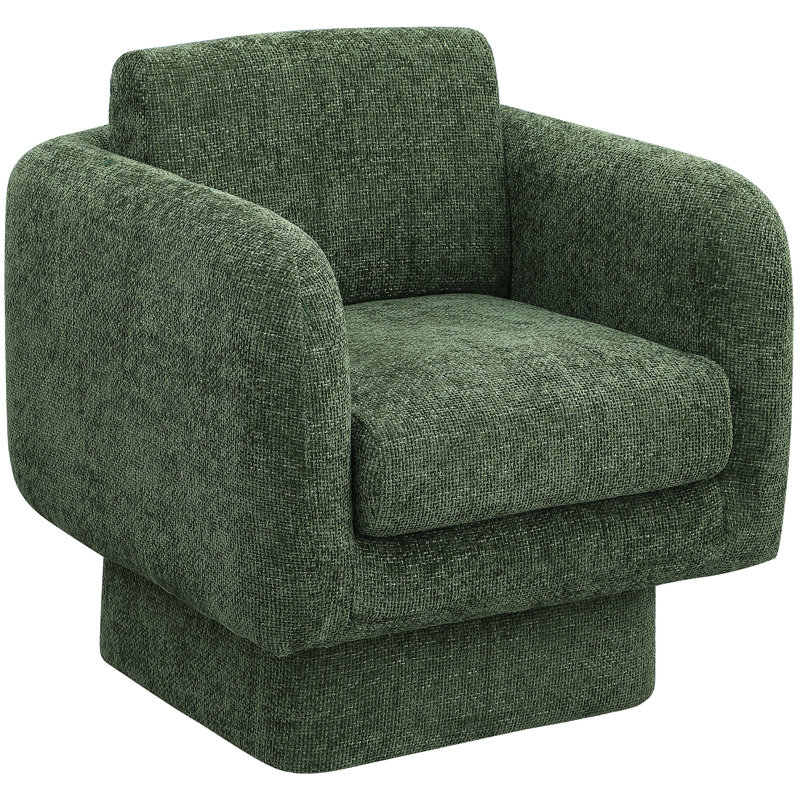 Alessandra Chenille Fabric Swivel Accent Chair, Green Chenille Fabric