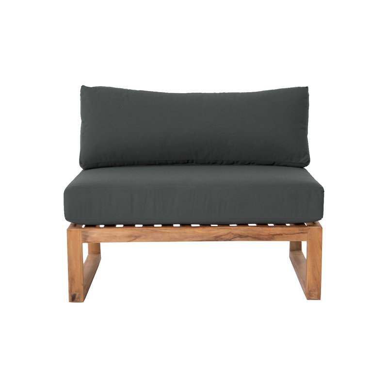 Venice Outdoor Teak Armless Lounge Chair, Coal