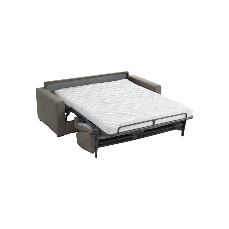 Isabelle 81" Genuine Italian Top Grain Leather Queen Sleeper Sofa Bed with Memory Foam Mattress