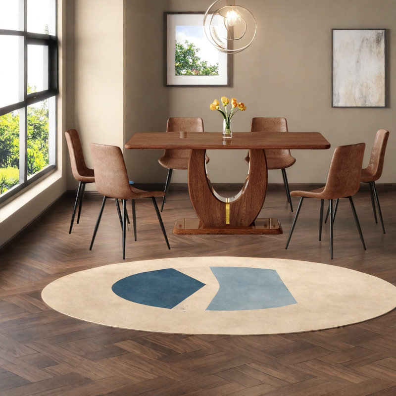 Ensembles de table de salle à manger en tissu brun brun, grain de bois en bois aggloméré, style maison moderne, utilisation polyvalente dans la cuisine