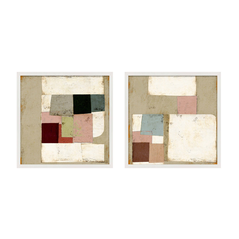 Patchwork 1 & 2, Set of 2 by Marco Marella for Studio M - Framed Wall Art, 24" H x 24" W, Paper, White