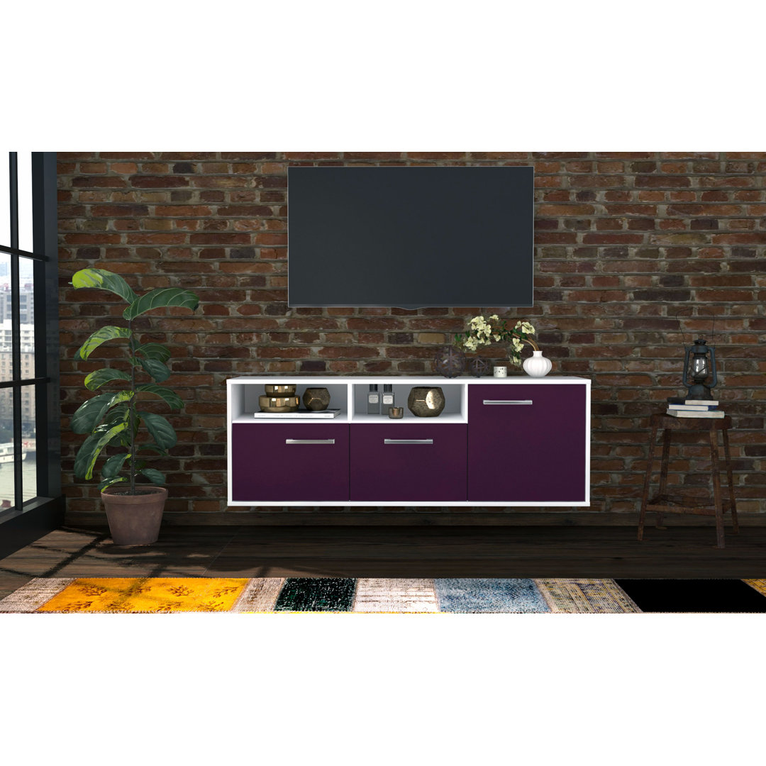 TV-Ständer Miami, Farbe: Weiß/Anthrazit, Fliegend/Metallgriffe, Größe: 92x49x35 cm