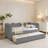 Cozy Gingham Daybed With Trundle Twin Size Sofa Bed No Box Spring Needed, With USB Port And Adorable Wave Shaped, Linen Fabric, Black-616029200