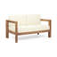 Table basse en bois et en bois avec coussins confortables et résistants aux intempéries, table d'extérieur brun beige, sièges à lattes ouvertes classiques,