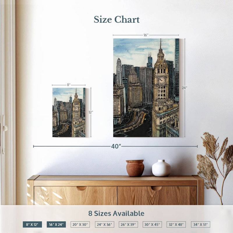 Sireci US Cityscape - Chicago, 12" H x 8" W