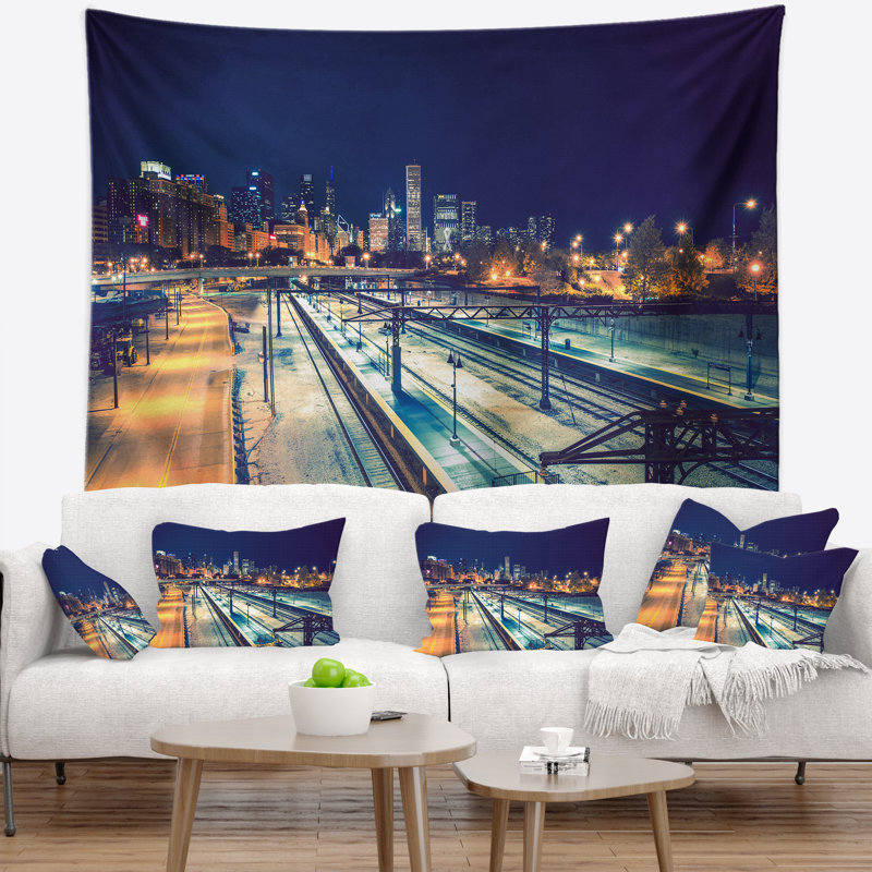 Tapisserie «Cityscape Welcome in Chicago Highway», H 50 po x l 60 po