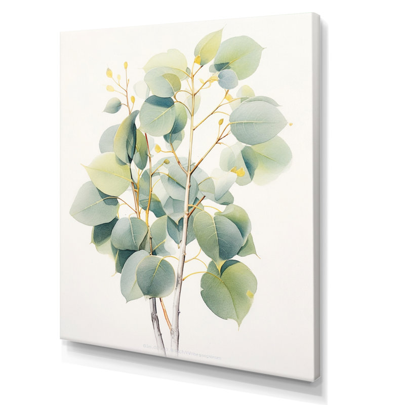 «Green Green Minimalisme Eucalyptus Essence V» sur toile, H 32 po x l 16 po x P 1 po, Toile tendue