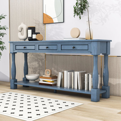Deryck Wooden Console Table with Storage Drawers and Shelves for Living Room by Alcott Hill